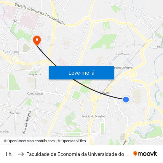 Ilhéu to Faculdade de Economia da Universidade do Porto map