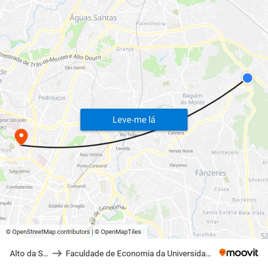 Alto da Serra to Faculdade de Economia da Universidade do Porto map