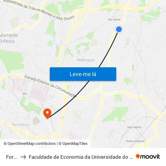 Forno to Faculdade de Economia da Universidade do Porto map