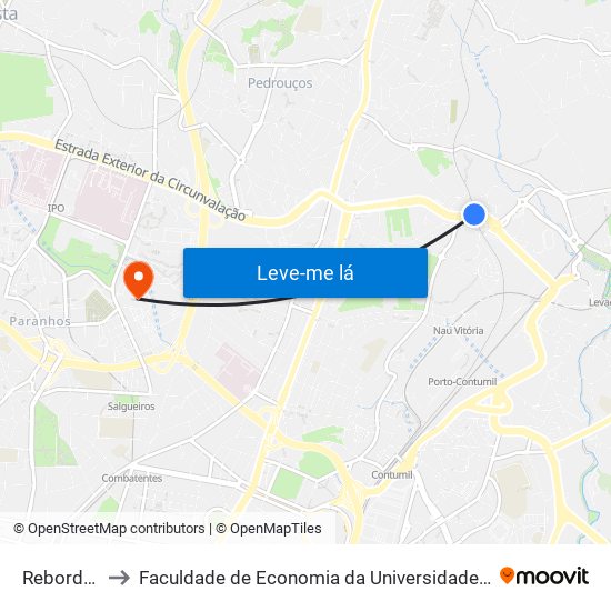 Rebordãos to Faculdade de Economia da Universidade do Porto map