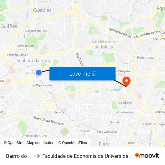 Bairro do Viso to Faculdade de Economia da Universidade do Porto map