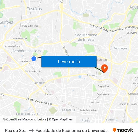 R. do Senhor to Faculdade de Economia da Universidade do Porto map