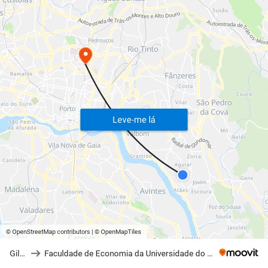 Gilde to Faculdade de Economia da Universidade do Porto map