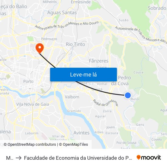 Mó to Faculdade de Economia da Universidade do Porto map