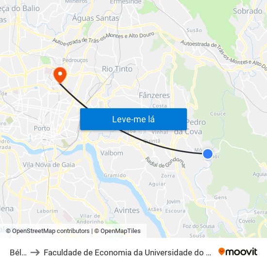 Béloi to Faculdade de Economia da Universidade do Porto map