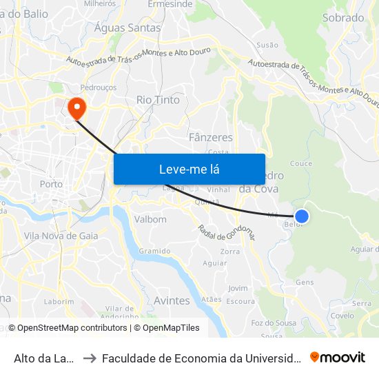 Alto da Lameira to Faculdade de Economia da Universidade do Porto map