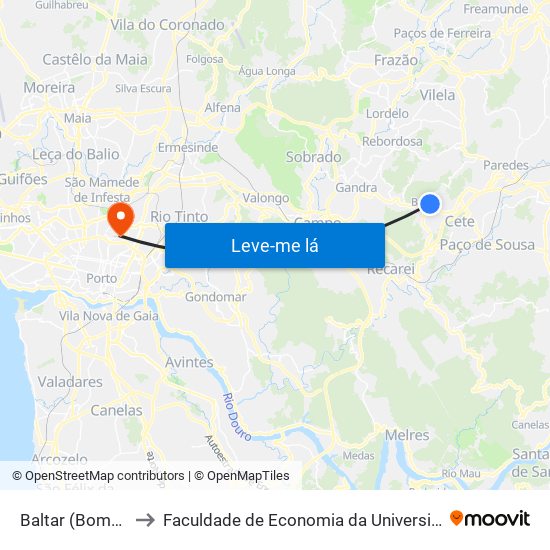 Baltar (Bombeiros) to Faculdade de Economia da Universidade do Porto map