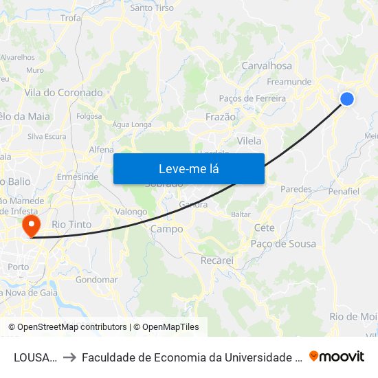 LOUSADA to Faculdade de Economia da Universidade do Porto map