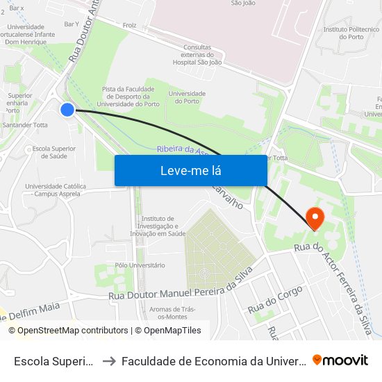 Escola Superior Saúde to Faculdade de Economia da Universidade do Porto map