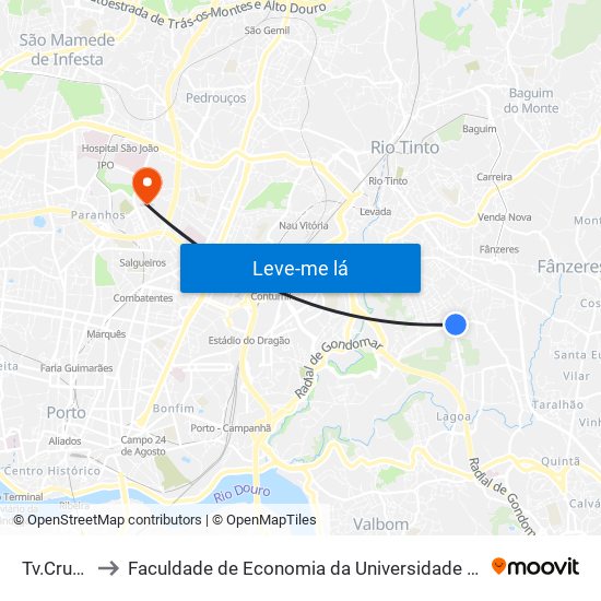 Tv.Cruzes to Faculdade de Economia da Universidade do Porto map