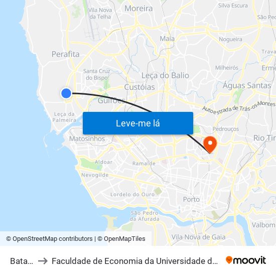 Bataria to Faculdade de Economia da Universidade do Porto map