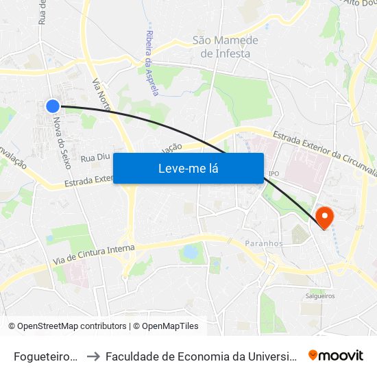 Fogueteiros (Sul) to Faculdade de Economia da Universidade do Porto map