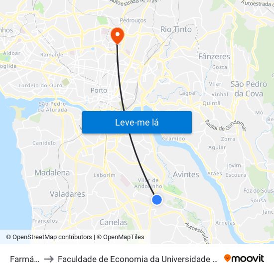 Farmácia to Faculdade de Economia da Universidade do Porto map