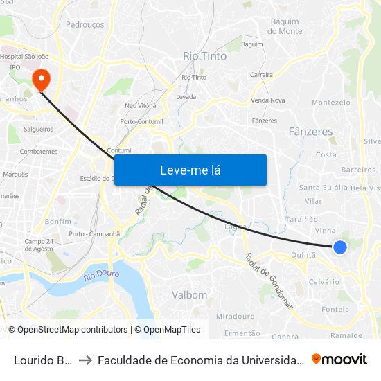 Lourido Bairro to Faculdade de Economia da Universidade do Porto map