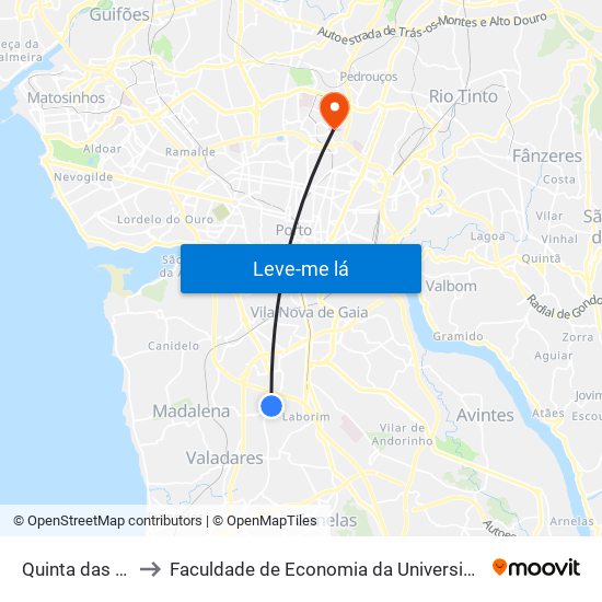 Quinta das Rosas to Faculdade de Economia da Universidade do Porto map