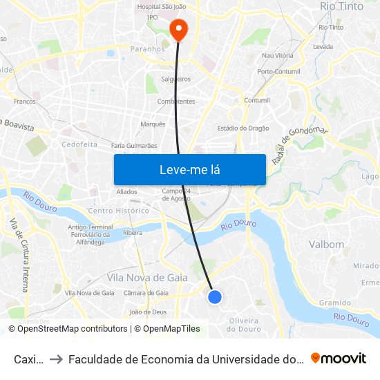Caxito to Faculdade de Economia da Universidade do Porto map