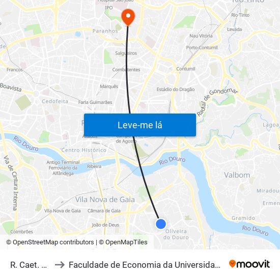R. Caet. Melo to Faculdade de Economia da Universidade do Porto map