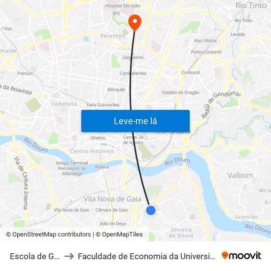 Escola de Gervide to Faculdade de Economia da Universidade do Porto map