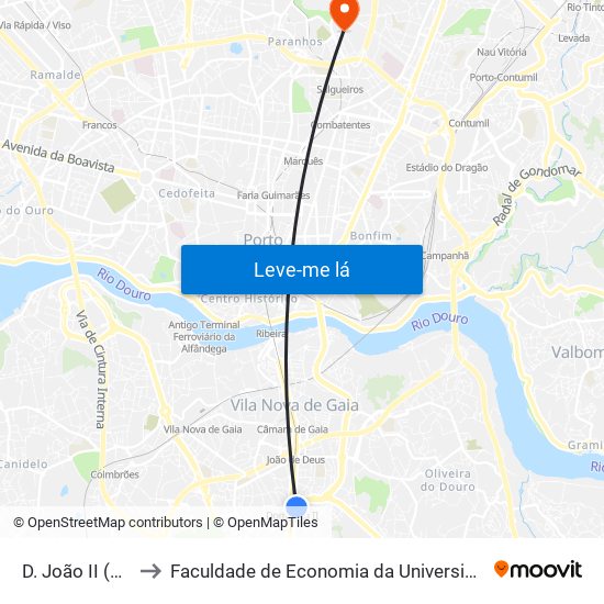 D. João II (Metro) to Faculdade de Economia da Universidade do Porto map