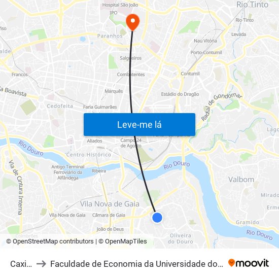 Caxito to Faculdade de Economia da Universidade do Porto map