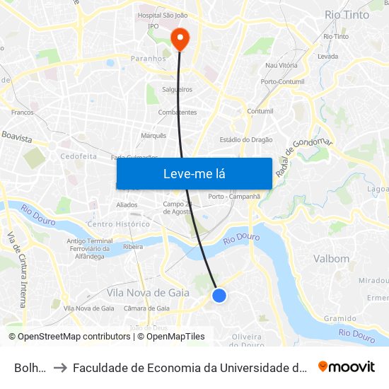 Bolhão to Faculdade de Economia da Universidade do Porto map