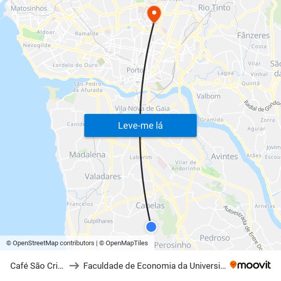 Café São Cristovão to Faculdade de Economia da Universidade do Porto map
