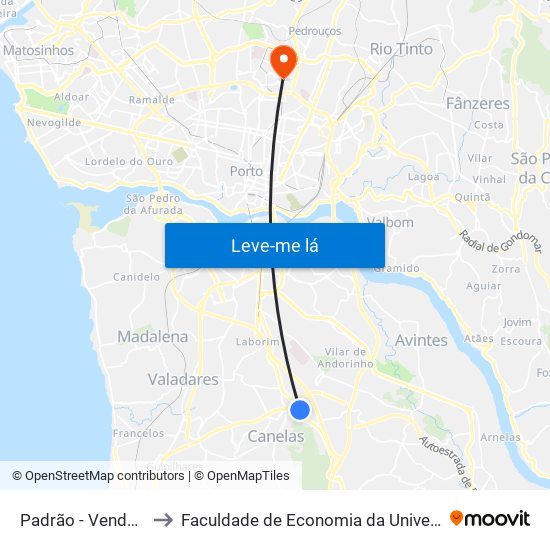 Padrão - Venda de Cima to Faculdade de Economia da Universidade do Porto map