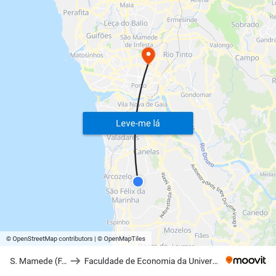 S. Mamede (F. Mato) to Faculdade de Economia da Universidade do Porto map