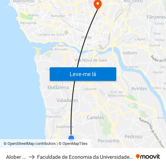 Alober Bar to Faculdade de Economia da Universidade do Porto map
