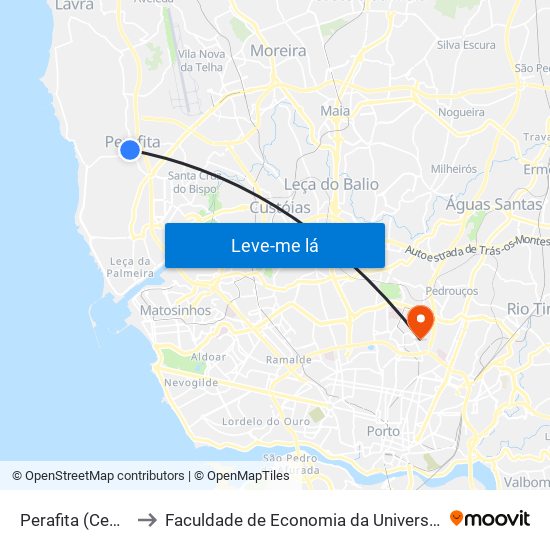 Perafita (Cemitério) to Faculdade de Economia da Universidade do Porto map