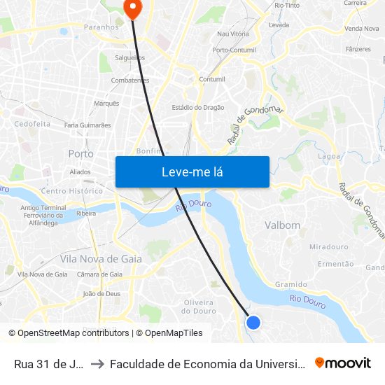 Rua 31 de Janeiro to Faculdade de Economia da Universidade do Porto map