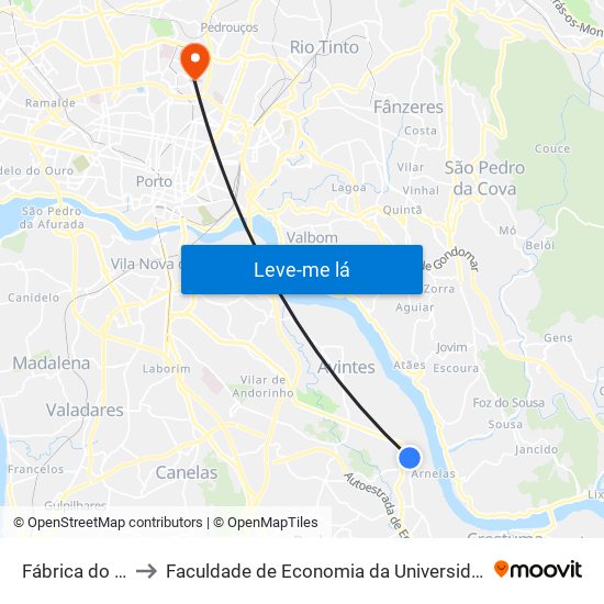 Fábrica do Vidro to Faculdade de Economia da Universidade do Porto map