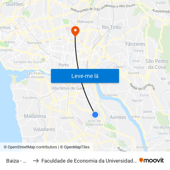 Baiza - Mariz to Faculdade de Economia da Universidade do Porto map