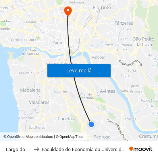 Largo do Casal to Faculdade de Economia da Universidade do Porto map