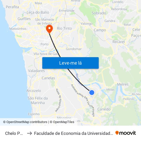 Chelo Póvoa (Lever) to Faculdade de Economia da Universidade do Porto map