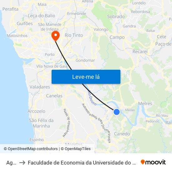 Agra to Faculdade de Economia da Universidade do Porto map