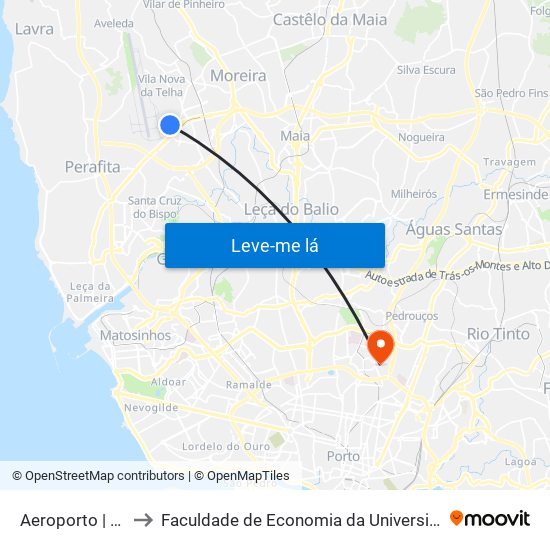 Aeroporto | Airport to Faculdade de Economia da Universidade do Porto map