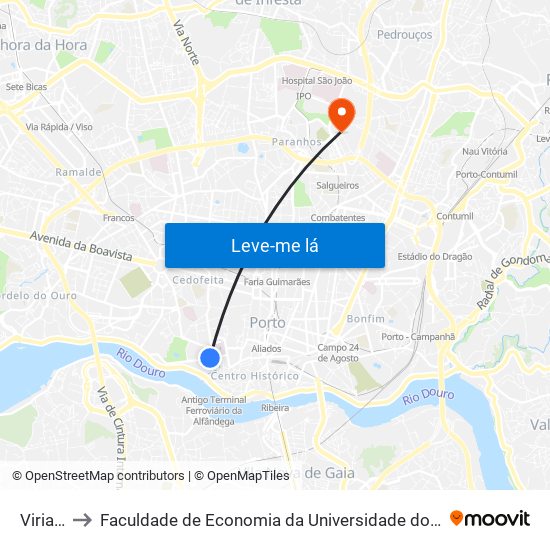 Viriato to Faculdade de Economia da Universidade do Porto map