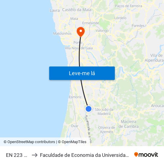 EN 223 Feira to Faculdade de Economia da Universidade do Porto map