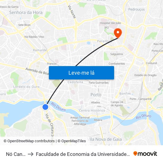 Nó Candal to Faculdade de Economia da Universidade do Porto map