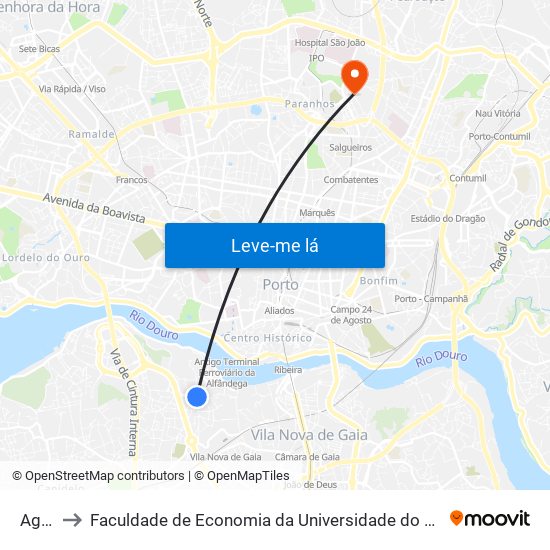 Agro to Faculdade de Economia da Universidade do Porto map