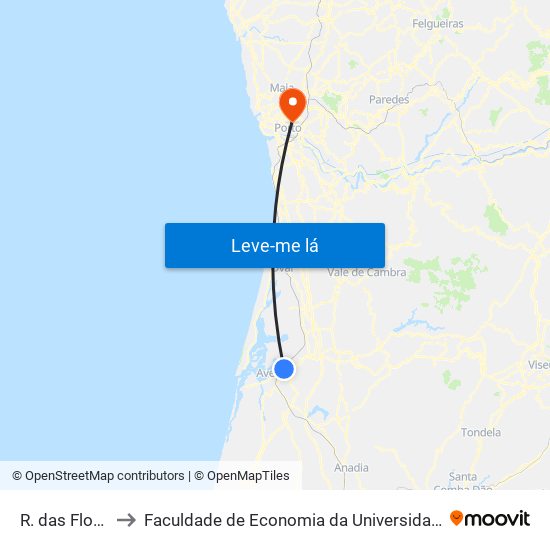 R. das Flores B to Faculdade de Economia da Universidade do Porto map