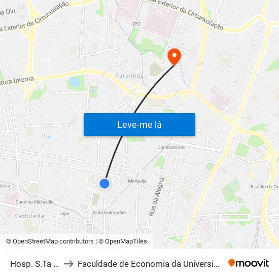 Hosp. S.Ta Maria to Faculdade de Economia da Universidade do Porto map