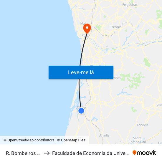 R. Bombeiros Velhos A to Faculdade de Economia da Universidade do Porto map