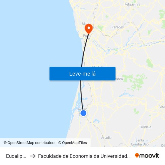 Eucalipto A to Faculdade de Economia da Universidade do Porto map