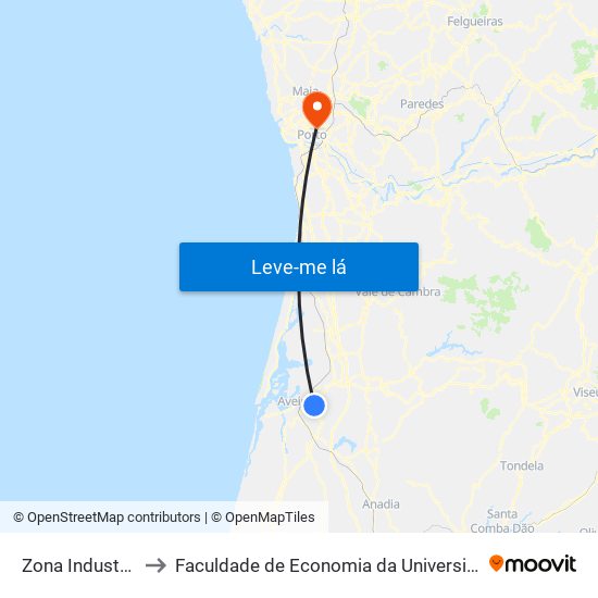 Zona Industrial 2 A to Faculdade de Economia da Universidade do Porto map