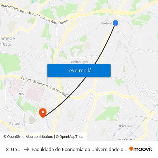 S. Gemil to Faculdade de Economia da Universidade do Porto map
