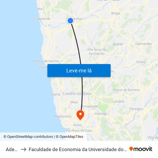 Adega to Faculdade de Economia da Universidade do Porto map