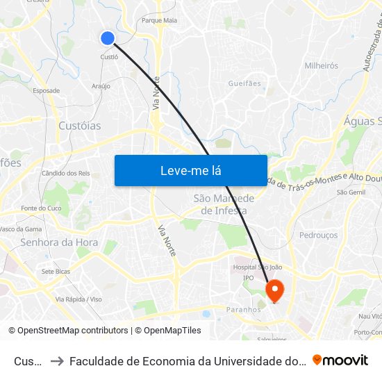 Custió to Faculdade de Economia da Universidade do Porto map