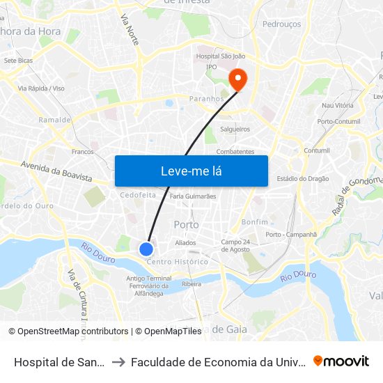 Hospital de Santo António to Faculdade de Economia da Universidade do Porto map